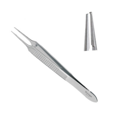 Mcpherson Micro Corneal Forceps 0.2mm With Tying Platform Angular 3 1/2 inch