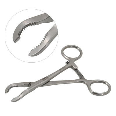 Bone Reduction Forceps 4 1/2" Small Curved Serrated Jaws