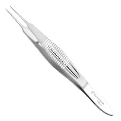 Castroviejo Suturing Forceps Curved, 0.5mm, Tip with Tying Platform, 4 1/4 inch