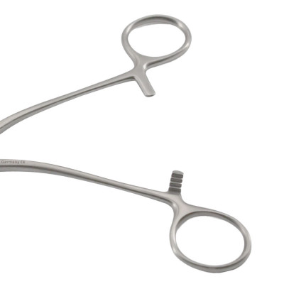 Lovelace Lung Grasping Forceps Angled Shanks Serrated Jaws 1" Wide 7 1/4"