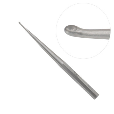 Brun Curette Solid Handle Straight Shaft Oval Cup 9” #6 (8.8mm)