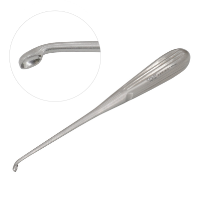 Brun Curette 8” Hollow Handle Angled Shaft Oval Cup #1 (4.3mm)