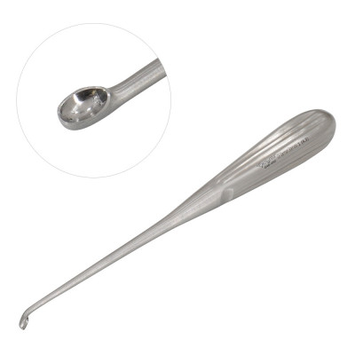Brun Curette 8” Hollow Handle Angled Shaft Oval Cup #0/0 (3.0mm)