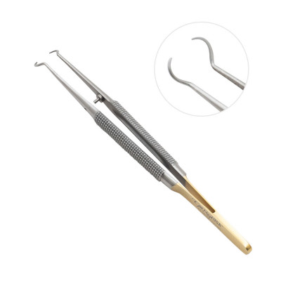 Skin Hook Forceps Angled Delicate