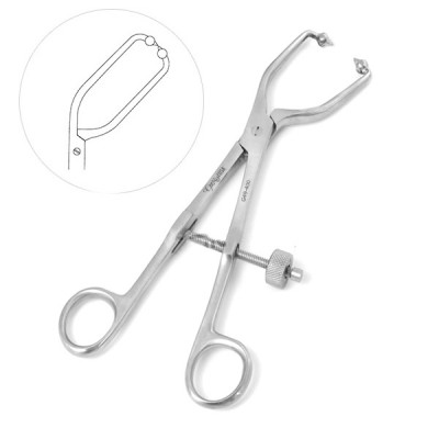 Pelvic Reduction Forceps 7 3/4" Angled Short Ball Tips