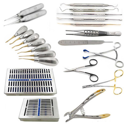 GV Dental Kit with Luxating Elevators, Micro Serrations and Sterilization Cassette