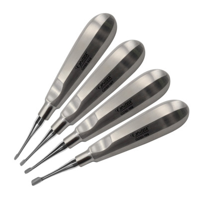 Winged Dental Elevator  Set of 4 with Straight tip 1.5mm, 2mm, 3mm, 4mm having Standard Handle