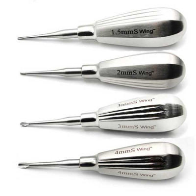 Winged Dental Elevator Set of 4 with Straight Tip having Short Handle