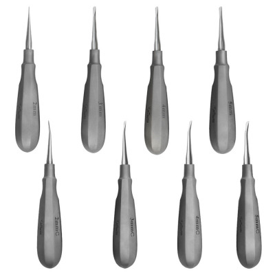 Luxating Elevator Set of 8 having Standard Handle with 4 Straight Tips and 4 Curved Tips