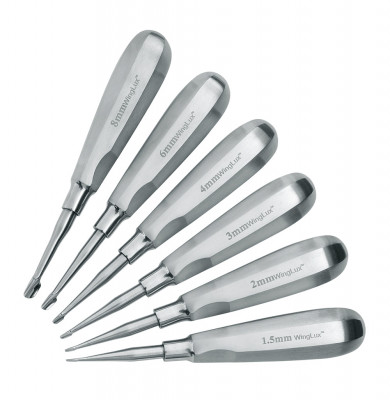 Winged Dental Elevator Set of 6 with Straight Tip having Standard Handle