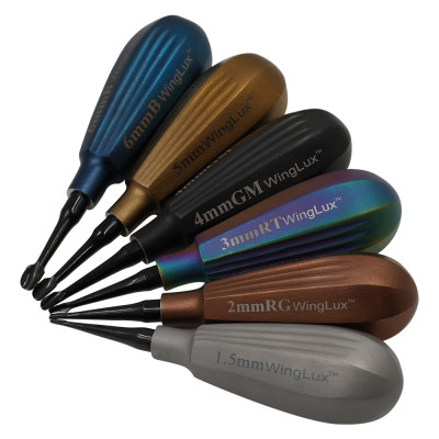 Winged Elevators 4 1/2" Extra Small Black Shaft Color Coated Set of 6
