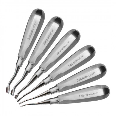 Winged Dental Elevator Set of 6 with Back Bent Tip having Standard Handle