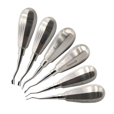 Winged Dental Elevator Set of 6 with Back Bent Tip having Short Handle