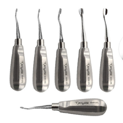 Winged Dental Elevator Set of 6 with Inside Bent Tip having Short Handle