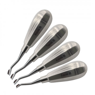 Winged Dental Elevator Set of 4 with 5mm to 8mm Back Bent Tip having Short Handle