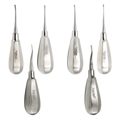 Luxating Elevator Set of 6 having Short Handle with 2 Straight, 2 Inside Bent and 2 Curved Tip