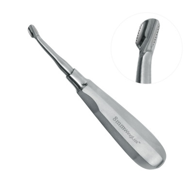 Winged Elevator Serrated Curved Tip 8mm 6 inch Standard Handle