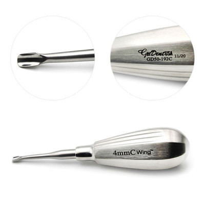 Winged Elevator 4mm Short Handle Curved