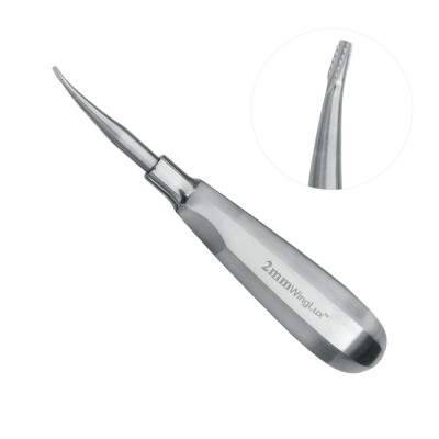 Winged Elevator Serrated Curved Tip 2mm 6`` Standard Handle