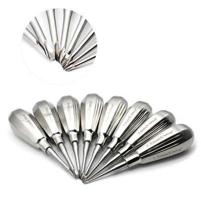 Winged Dental Elevator Set of 8 with Straight Tip having Short Handle