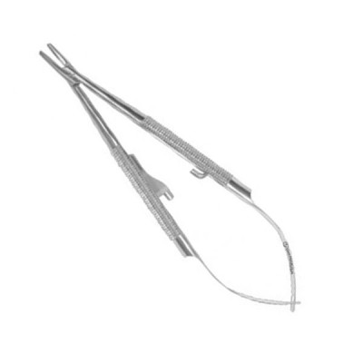 Castroviejo Micro Surgical Needle Holder 5 1/2 inch Serrated  Straight With Catch Round Body Style