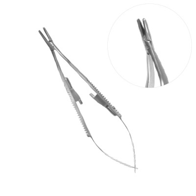 Castroviejo Offset Micro Surgical Needle Holder 5 1/2 inch Serrated  Tungsten Carbide