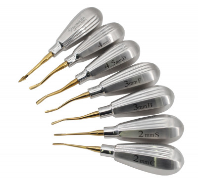 Luxating Elevator Set of 7 having Stubby Handle with Micro Serrated Tip