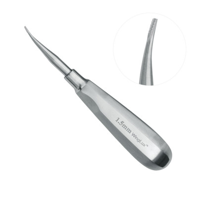 Winged Elevator Serrated Curved Tip 1.5mm 6`` Standard Handle