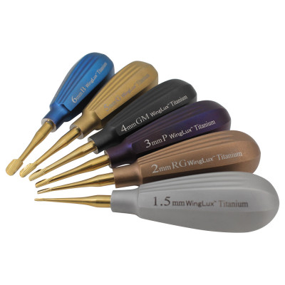 Luxating Winged WingLux Color Coated Titanium Set of 6, 1.5mm, 2mm, 3mm, 4mm, 5mm, 6mm