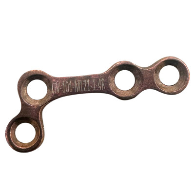 Mini L Non Locking Plates Long 100 Degree, 21mm Length 1.0mm Thickness 4 Holes 2.0mm Screws Right - Rose Gold