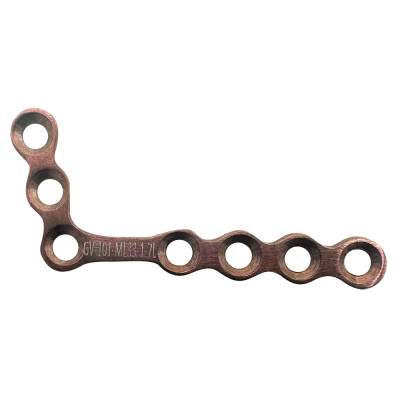 Mini L Non Locking Plates Long 100 Degree, 33mm Length 1.0mm Thickness 7 Holes 2.0mm Screws Left - Rose Gold