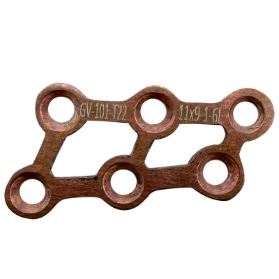 Trapezoid Non Locking Mini Plates 22mm Length 11.5x9.5mm Width 1.0mm Thickness 6 Holes 2.0mm Screws Left - Rose Gold