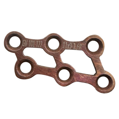 Trapezoid Non Locking Mini Plates 22mm Length 11.5x9.5mm Width 1.0mm Thickness 6 Holes 2.0mm Screws Right - Rose Gold