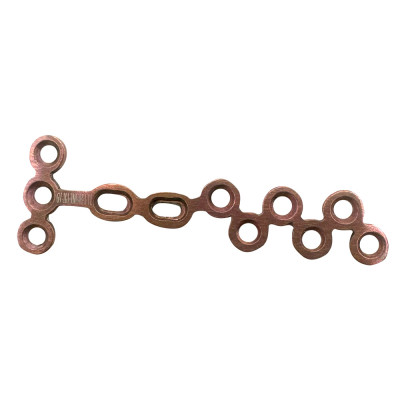 T Non Locking Mini Plates 43.5mm Length 1.0mm Thickness 11 Holes 2.0mm Screws - Rose Gold
