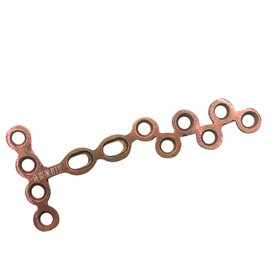 T Non Locking Mini Plates 43.5mm Length 1.0mm Thickness 12 Holes 2.0mm Screws - Rose Gold