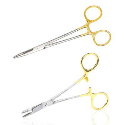 Olsen Hegar Needle Holder Scissors Combination - Tungsten Carbide Inserts Jaws, Left Handed