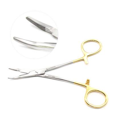 Olsen Hegar Needle Holder Scissors Combination Serrated - Tungsten Carbide, Curved Tips