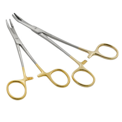 Olsen Hegar Needle Holder Scissors Combination Serrated - Tungsten Carbide, Curved Tips