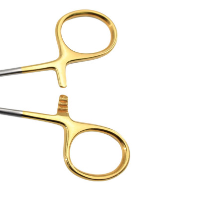 Olsen Hegar Needle Holder Scissors Combination Serrated - Tungsten Carbide, Curved Tips