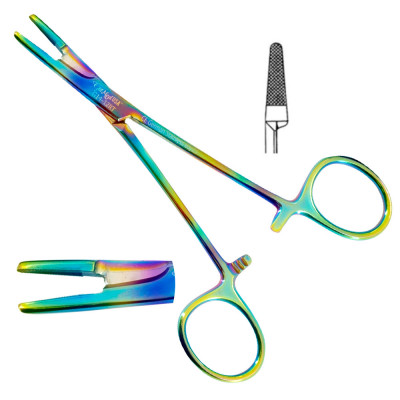 Olsen Hegar Needle Holder Scissors Combination Rainbow Coated