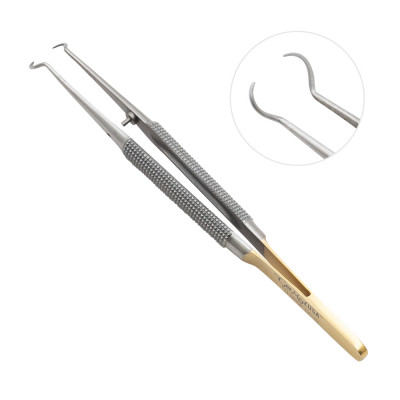 Skin Hook Forceps Angled Delicate