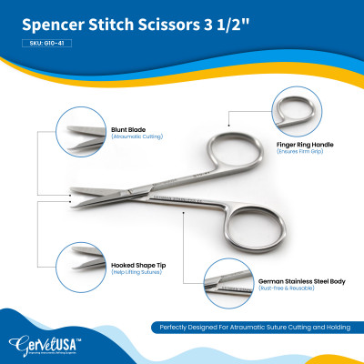 Spencer Stitch Scissors 3 1/2" Color Coated