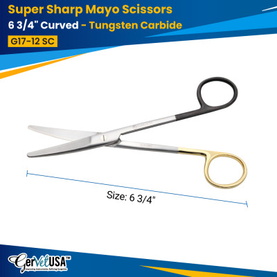 Super Sharp Mayo Dissecting Scissors Curved - Tungsten Carbide
