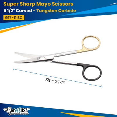 Super Sharp Mayo Dissecting Scissors Curved - Tungsten Carbide