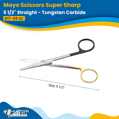 Mayo Scissors Straight - Super Sharp Tungsten Carbide
