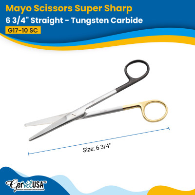 Mayo Scissors Straight - Super Sharp Tungsten Carbide