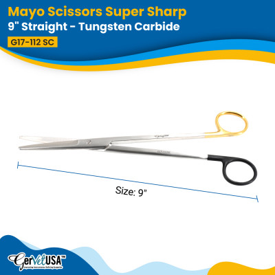 Mayo Scissors Straight - Super Sharp Tungsten Carbide