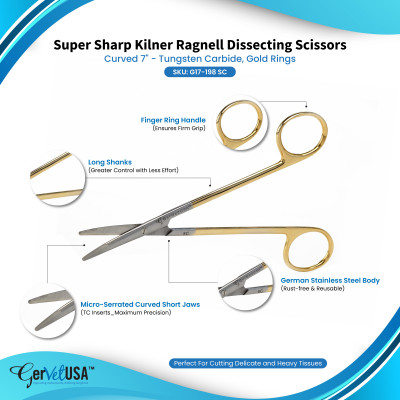 Super Sharp Ragnell (Kilner) Dissecting Scissors Curved - Tungsten Carbide