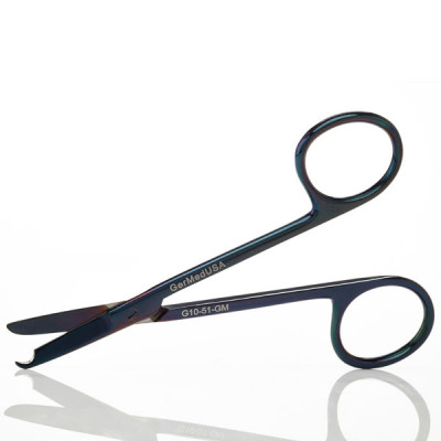 Stitch Suture Removal Scissors, Color Coated, Straight, 4 1/2"