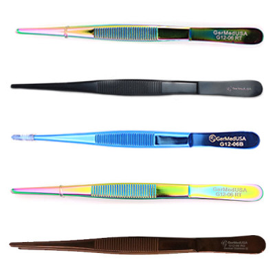 Thumb Tissue Forceps 5" 1x2 Teeth, Color Coated